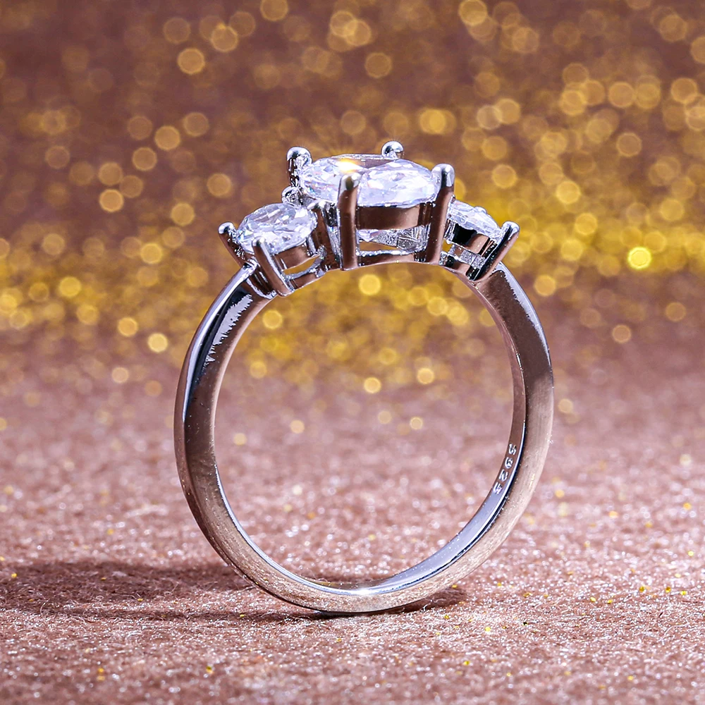 Huitan, креативное тройное овальное обручальное кольцо с кубическим цирконием, простые женские аксессуары