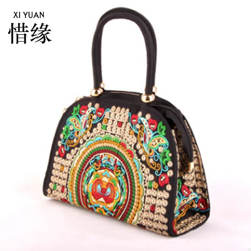 Бренд XIYUAN, 5 цветов, этнические ручные текстильные вышитые сумки, винтажные женские сумки на плечо, большая сумка для покупок, дорожная сумка - Цвет: Зеленый