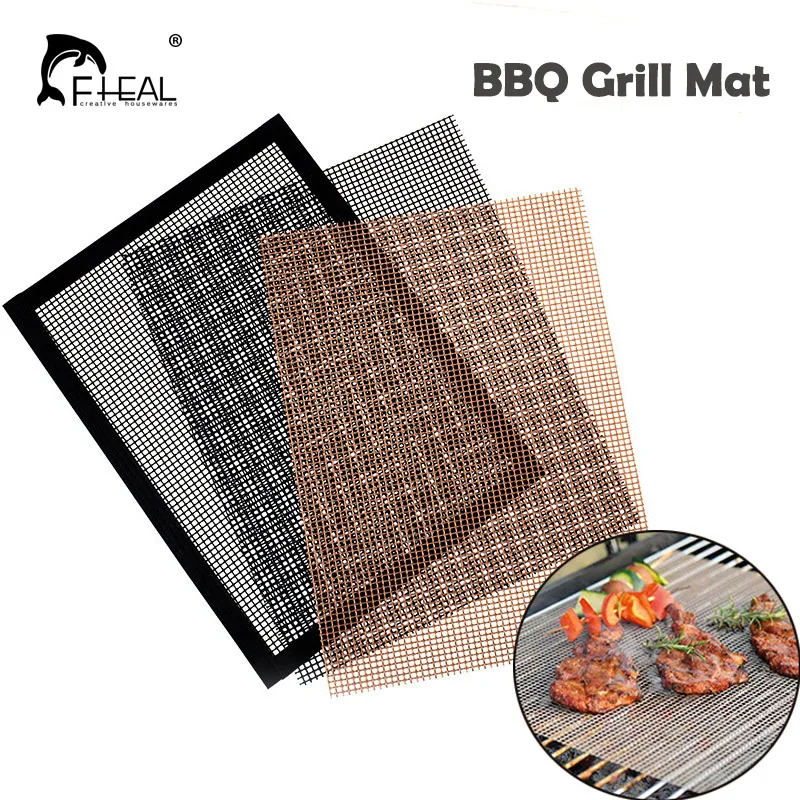 

FHEAL 1pc Non-stick Glass Fiber BBQ Grill Mat Reusable Barbecue Grilling Pad Topper Mesh Net Outdoor Camping BBQ Tools