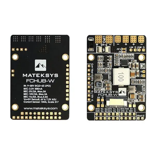 

Matek FCHUB-W PDB 3-6S Built-in 4 BEC & 104A Current Sensor for RC FPV Racing Drone