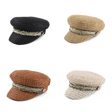 KLV, женская модная летняя кепка, шапка, женская военная Кепка, Женская французская Элегантная кепка, Кепка с козырьком от солнца, пляжные Восьмиугольные шапочки
