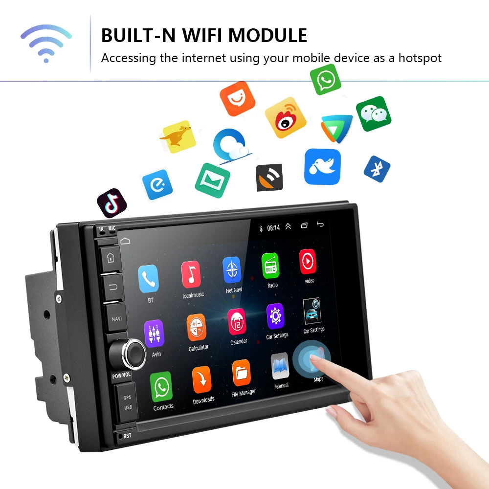 Podofo Android Auto Multimedia-Player 2 Din 7 ''Touchscreen Auto Radio Audio Bluetooth MP5 Player G