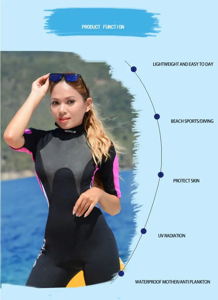 HISEA 3mm Short Sleeved Lovers Men Women Wetsuit Snorkeling