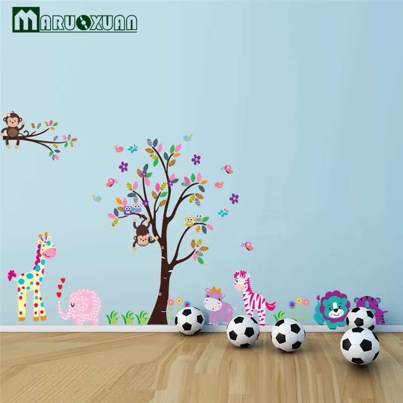 Image Trees and lovely OWL monkeys, giraffe wall sticker decal 015