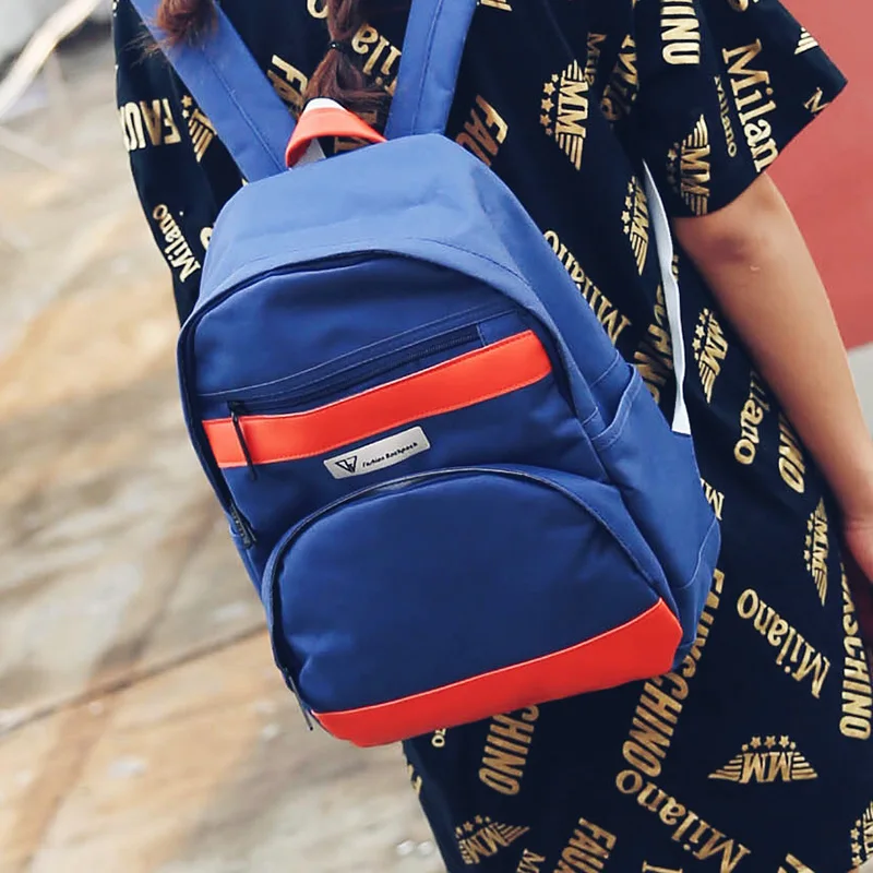 New Winter Style Color Matching Backpack Design Female Travel Bag Canvas Materials Series Japan and Korean