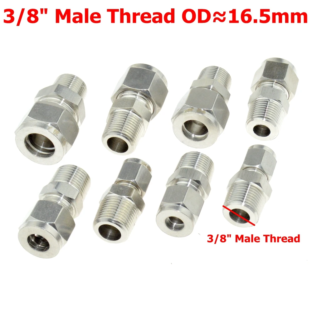 SS 304 doble férula conector de compresión 8mm 10mm 12mm 1/4mm 1/2 tubo de 1/8 de 1/4 \ SS 304 doble férula conector de compresión 8mm 10mm 12mm 1/4mm 1/2 tubo de 1/8 de 1/4 \