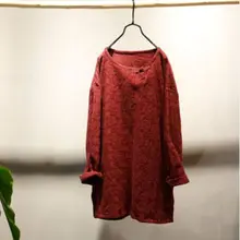 Новые женские хлопковые и льняные семь-рукава одной кнопки Cut жаккардовые свободная футболка s571