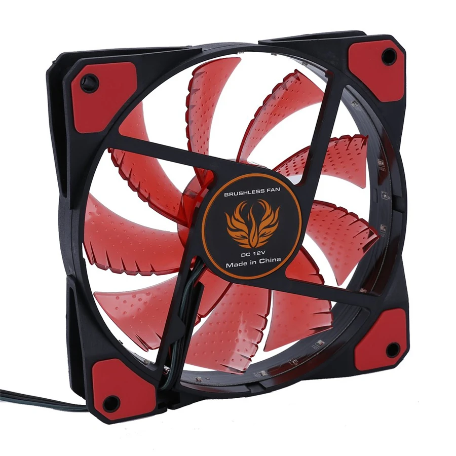 Ultra Silent 120mm LED Computer PC Case Fan 15 LEDs 12V With Rubber