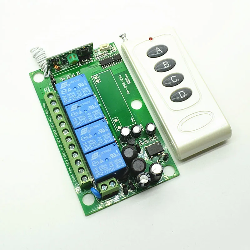 

1000M AC 85V 110V 220V 4CH RF Wireless Remote Control System Radio Wireless Lighting Switch Learning Code Receiver Transmitter