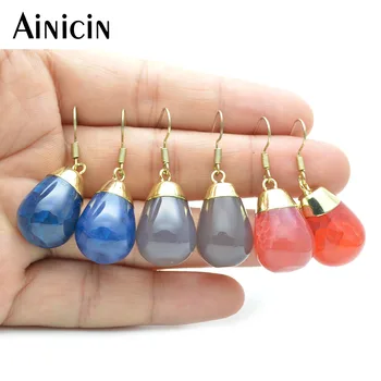 

Red Blue Gray Green Color Water Drop Dangle Hook Earrings Gold Plating Fashion Women Party Jewelry 5pair/lot