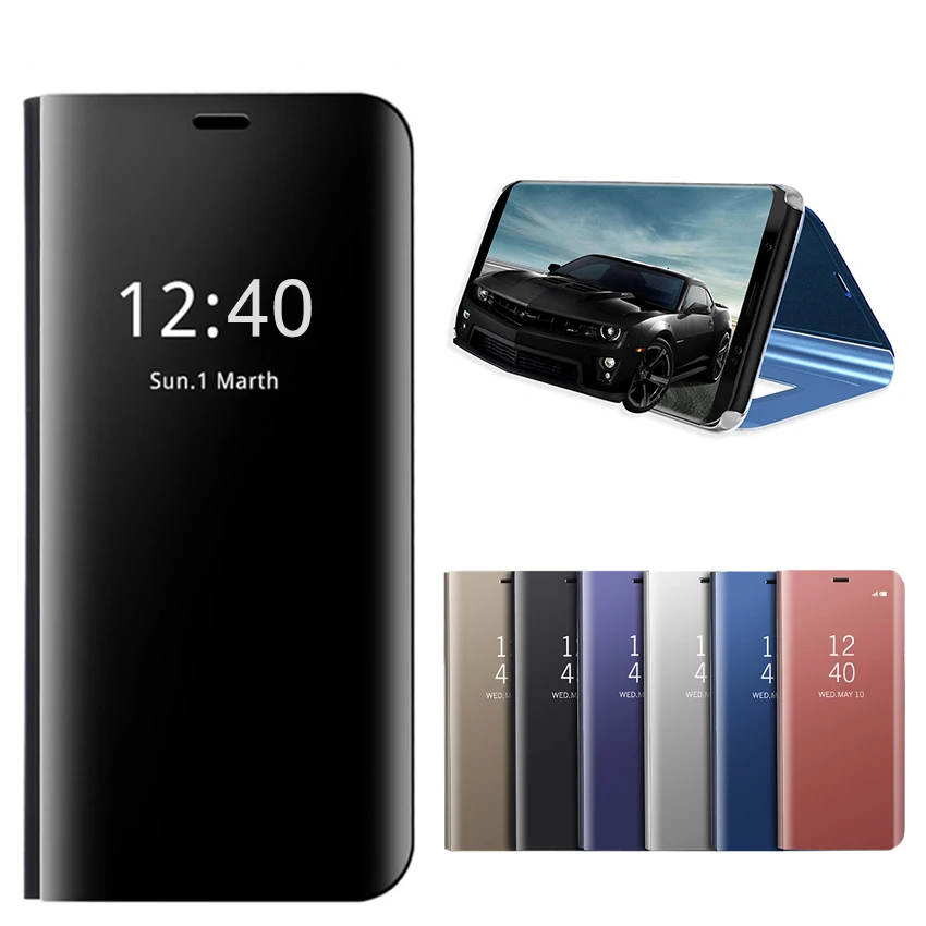Роскошный зеркальный флип стойкий чехол смарт для samsung Galaxy S9 S10 S8 S10E Note 9 8 A9 A7 A8 A6