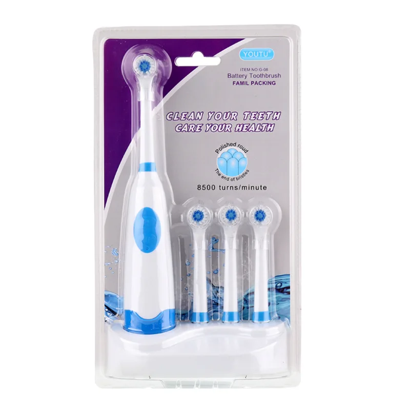 8500 раз/мин профессиональная вращающаяся зубная щетка с 3 шт сменными ультразвуковыми зубными щетками набор для взрослых экологически чистые продукты - Цвет: 02