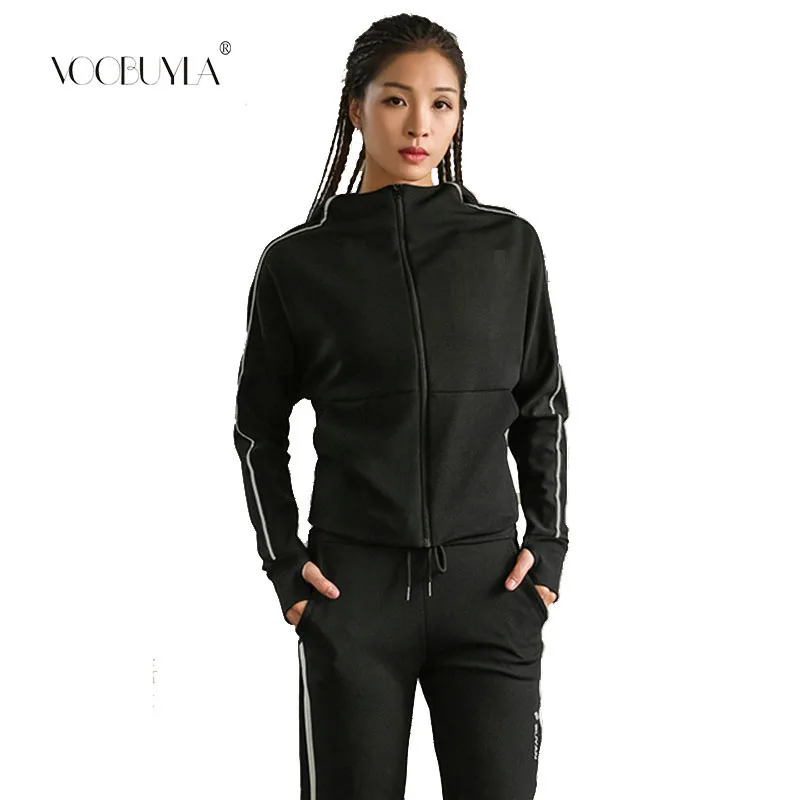 

Voobuyla Spring Women Sport Jacket+Pants Quick Dry Breathable Yoga Suits 2 in 1 Winter Running Suit Female Gym Jogging Sport Set