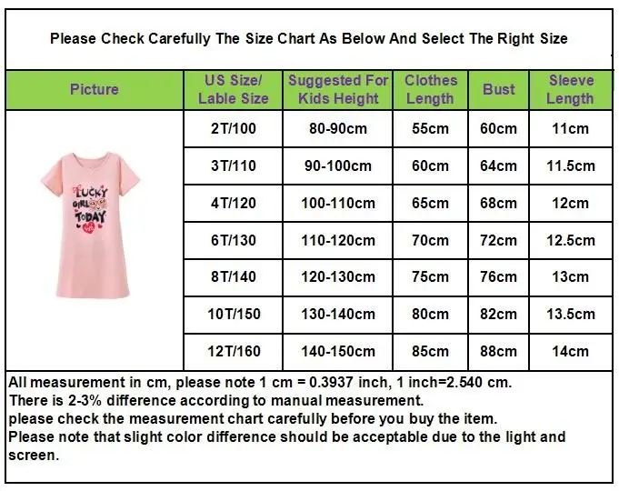 Nightgowns for girls cartoon pajamas summer girls sleepwear dress size