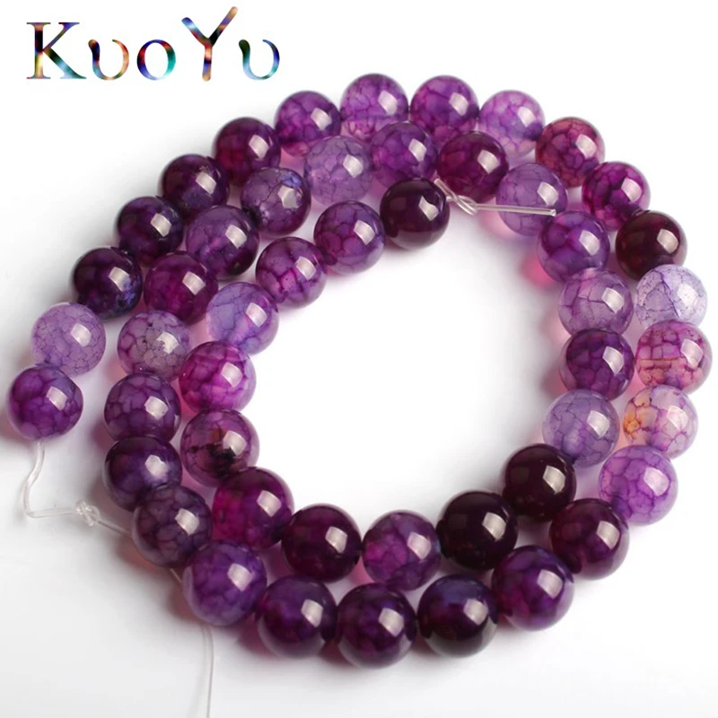 

Natural Stone Purple Fire Dragon Vein Agates Round Loose Beads For Jewelry Making 15''6/8/10mm Pick Size DIY Bracelets Necklaces