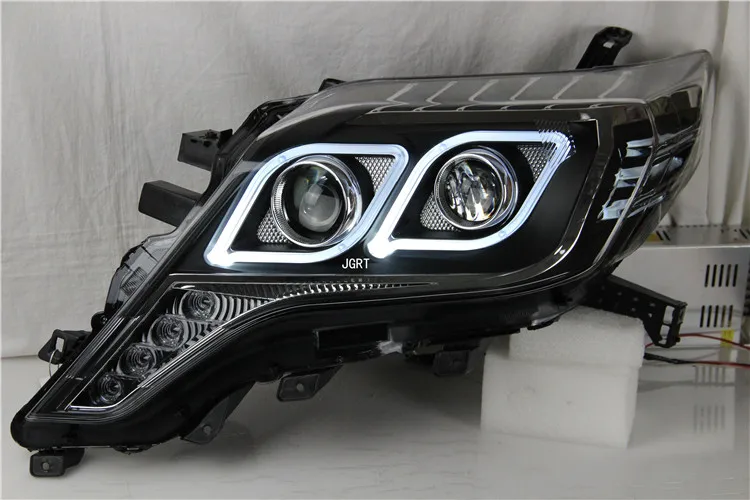 2 шт. светодиодный головной светильник s для Toyota prado 2013- Автомобильный светодиодный светильник s двойные ксеноновые линзы автомобильные аксессуары дневные ходовые огни противотуманный светильник