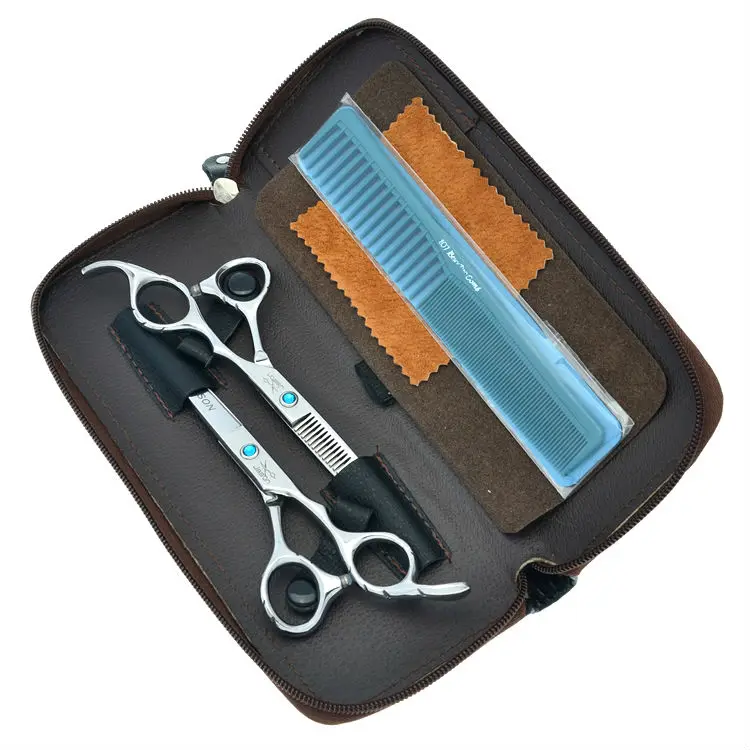 

JASON 5.5" 6.0" Hair Scissors Japanese Steel Hair Cutting & Thinning Shears Professional Hairdressing Tesoura with Comb LZS0305