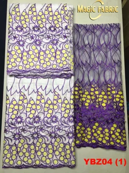 

Latest arrival5 yards Bazin riche lace fabric+2 yards net lace African jacquard lace fabric for woman wedding party dress YBZ04