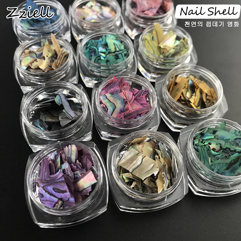 

Zziell Natural Colorful Light Nail Sea Shell Slices Particle Crushed Shell Manicure Set Thin Nail Art Glitter Decoration