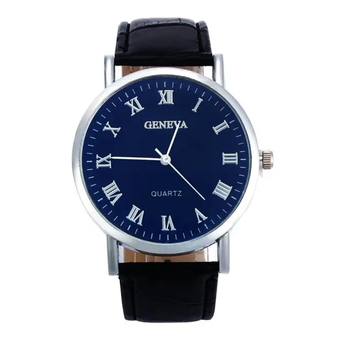 

Fashion Women Men Watch White Dial Black Roman Numeral Pointer PU Leather Strap Quartz Wrist Watch reloj hombre reloj de hombr