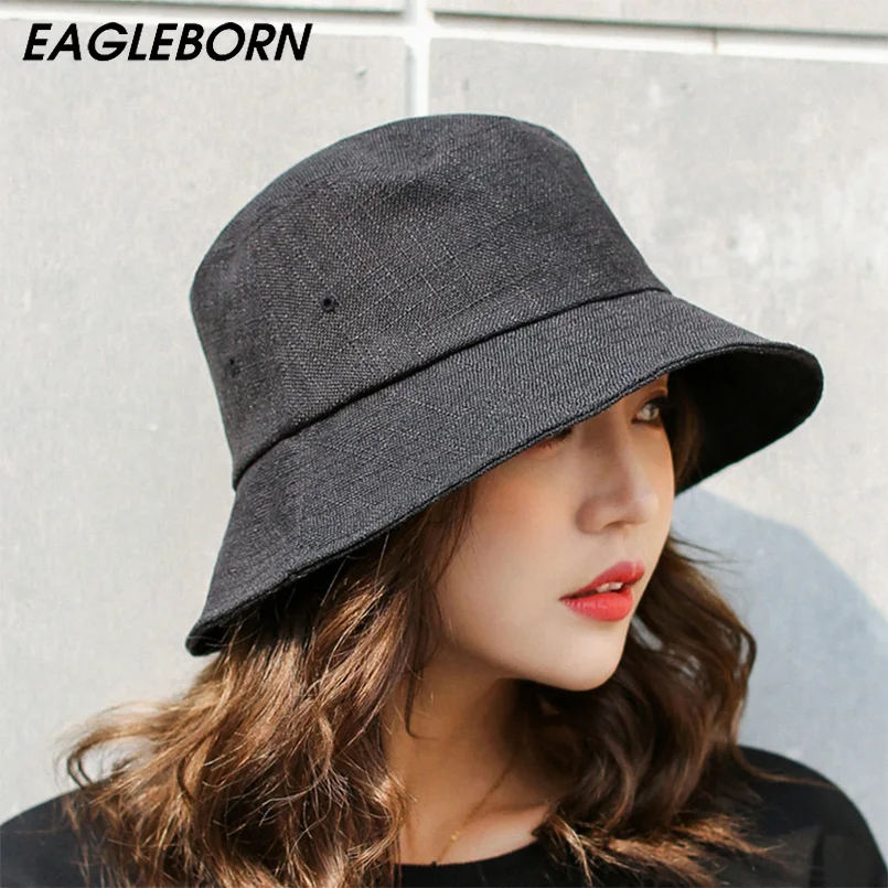 

EAGLEBORN 2019 Sunscreen Men Women Bucket Hat Caps Summer Autumn Solid Color Fisherman Panama High Quality Cotton Simple Hats