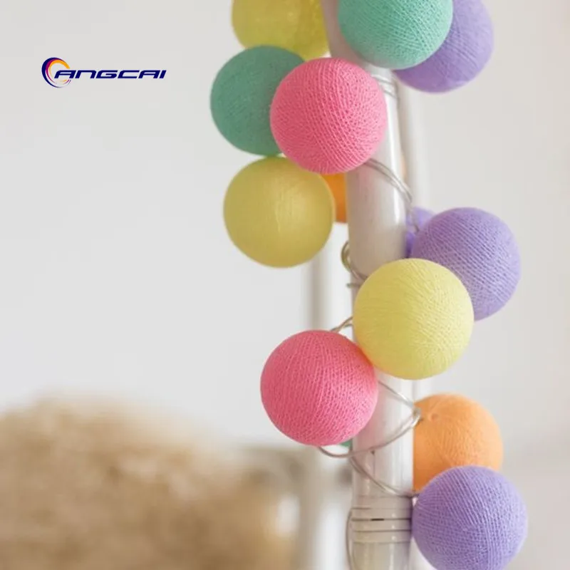 

Rainbow color mix cotton ball string lights Bedroom Fairy Nursery Night Light garland holiday Ice cream