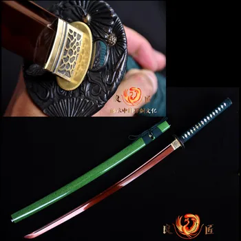 

Battle ready 9260spring steel red blade katana sword full tang sharp blade