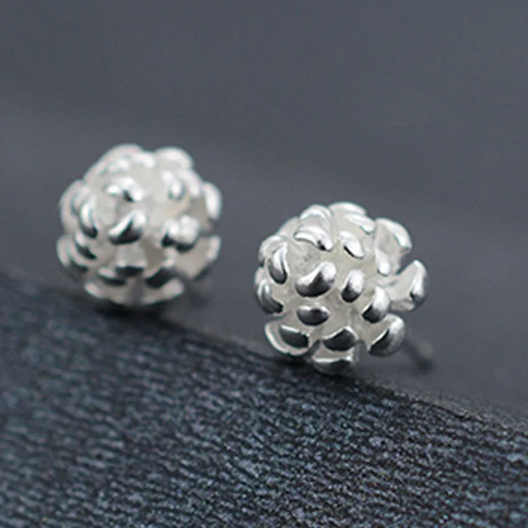 

Popular New Fashion Korean Silver Plated Stud Earrings Pinecone Pattern Female Jewelry for Women Charm Earrings Cones