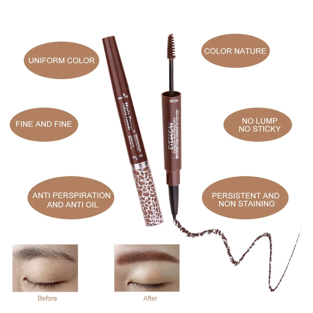 popfeelWater Prooft Sweat Resistant Eyebrow Cream Eyeliner Pen Brush Comb Women Girl Makeup Supplies