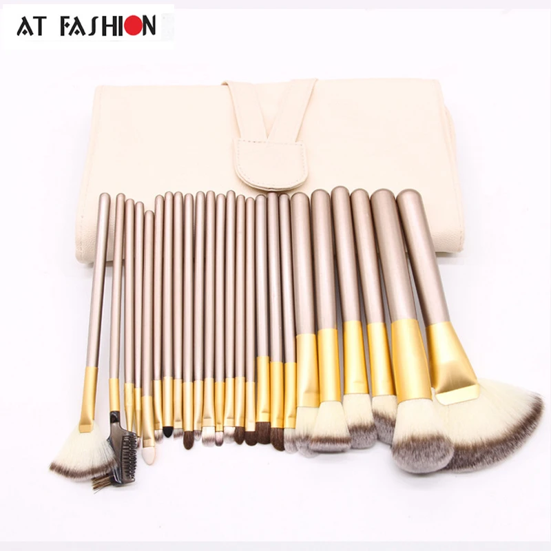 

At Fashion Cheap 24pcs Makeup Brushes Beauty Professional Synthetic Kit Brushes Powder Real Cosmetic Make Up Brush Set with Bag