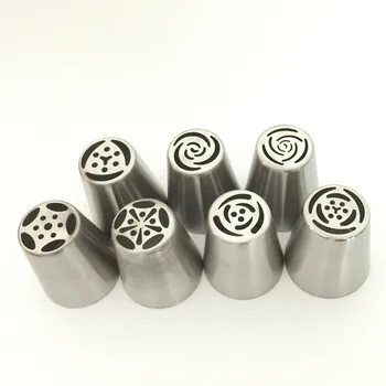 

7PCS Stainless Steel Russian Cupcake Decorator Rose Kitchen Accessories Tulip Icing Piping Nozzles Pastry Decorating Tips Cake