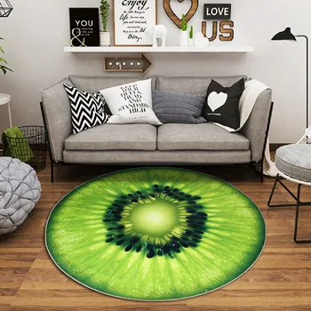 

Round Carpet Fruit 3D Print Soft Carpets Anti slip Rugs Computer Chair Mat Kiwi Watermelon Floor Mat for Kids Room Home Decor