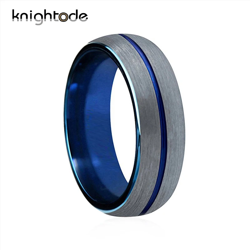 

Knightode Hot Sales Men's Ring 8mm Dome Tungsten Ring With Grooves Women's Engagement Wedding Band