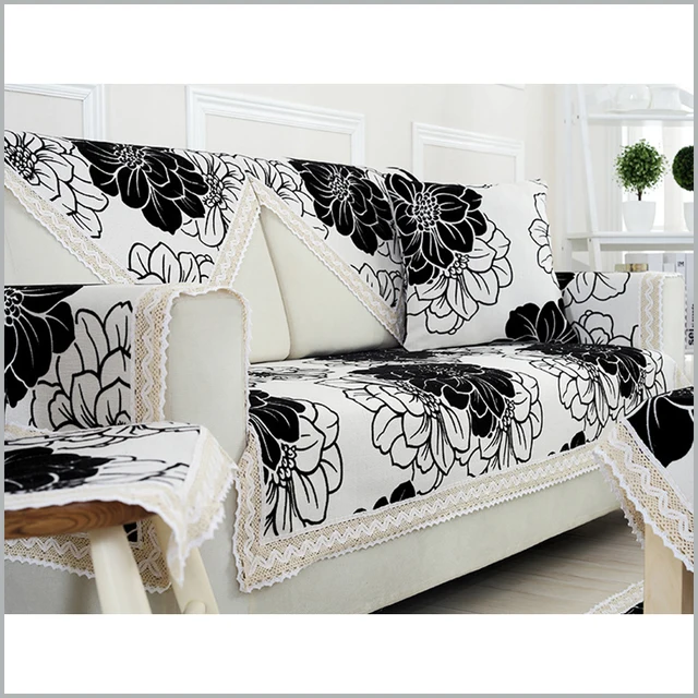 Modern Simple Sofa Cover Pure Linen Towel Slicover Black White Modern Simple Sofa Cover Pure Linen Towel Slicover Black White Printed Covers Fl Solid