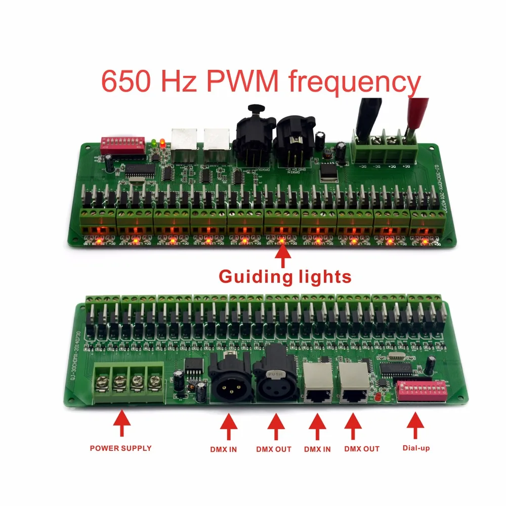 30 канальный DMX декодер с XLR Диммируемый светодиодный драйвер DC12-24V RGB светодиодная полоска DMX 512 контроллер для 1440 Вт RGB RGBW светодиодный светильник