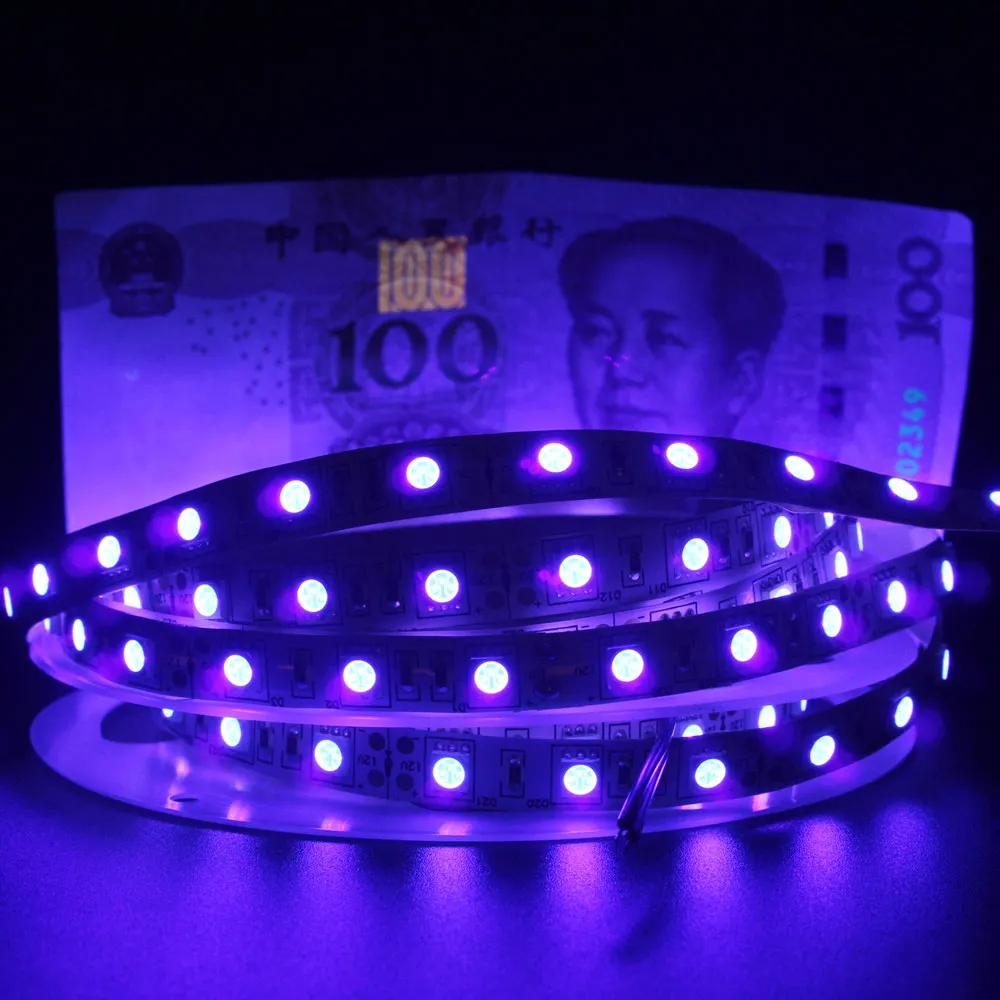 UV LED Streifen Licht 12V DC SMD 5050 0,5 M 1M 2M 3M 4M 5M Wasserdicht Band  Lila Flexible Uv Band für DJ Fluoreszenz