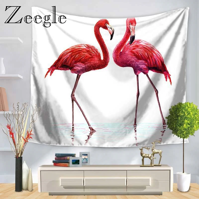 Zeegle рисунок Фламинго Настенная роспись растения Печать гостиная домашний декор