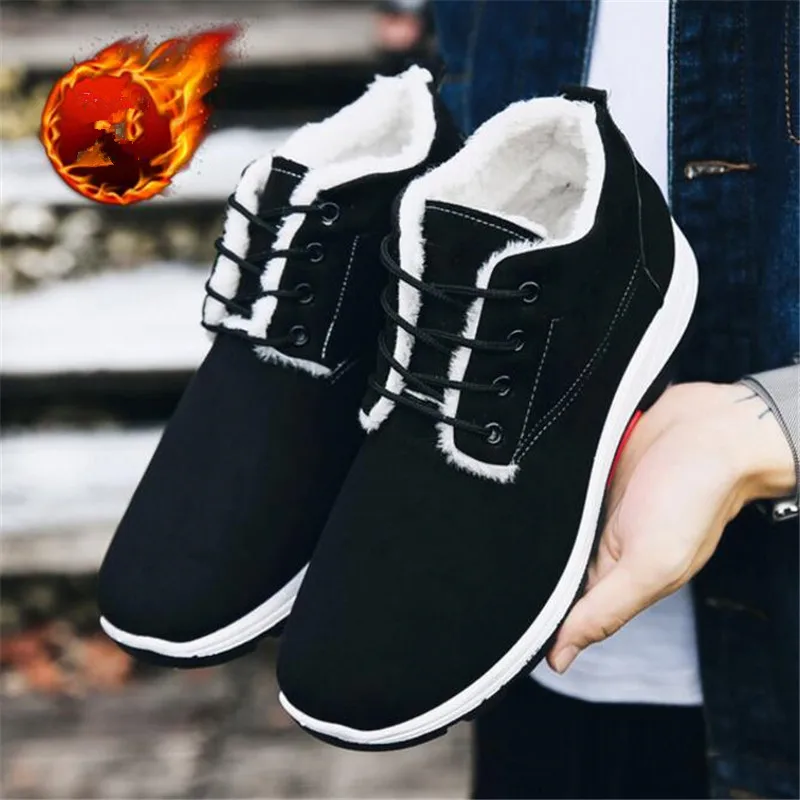 

LAIDILANGTU Winter men's cotton shoes plus velvet thickening outdoor anti-skiing boots casual protection movement men's shoes