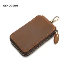 Винтажный держатель для ключей из коровьей кожи для мужчин, коричневый держатель для ключей на молнии, ключница, органайзер для ключей, держатели ключей от автомобиля, кошельки