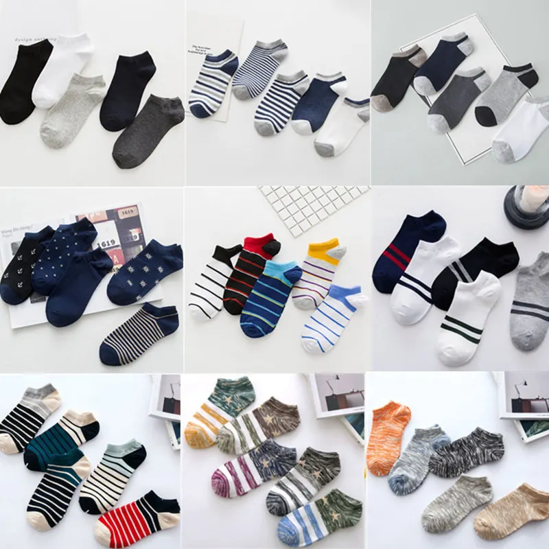 

Spring Fashion Cotton Socks Men's Multicolor Male Boat Socks Shallow Mouth Absorb Sweat Man Short Socks Mens Gift 5 pairs/lot