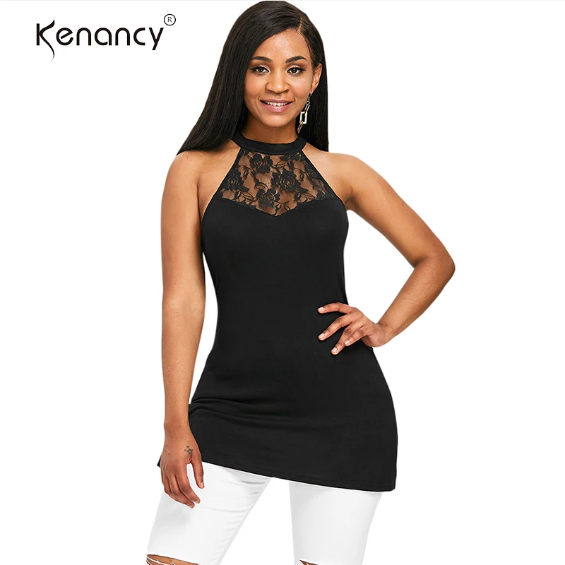 Kenancy Fashion Jewel Neck Cold Shoulder and Back See thru Lace Insert ...