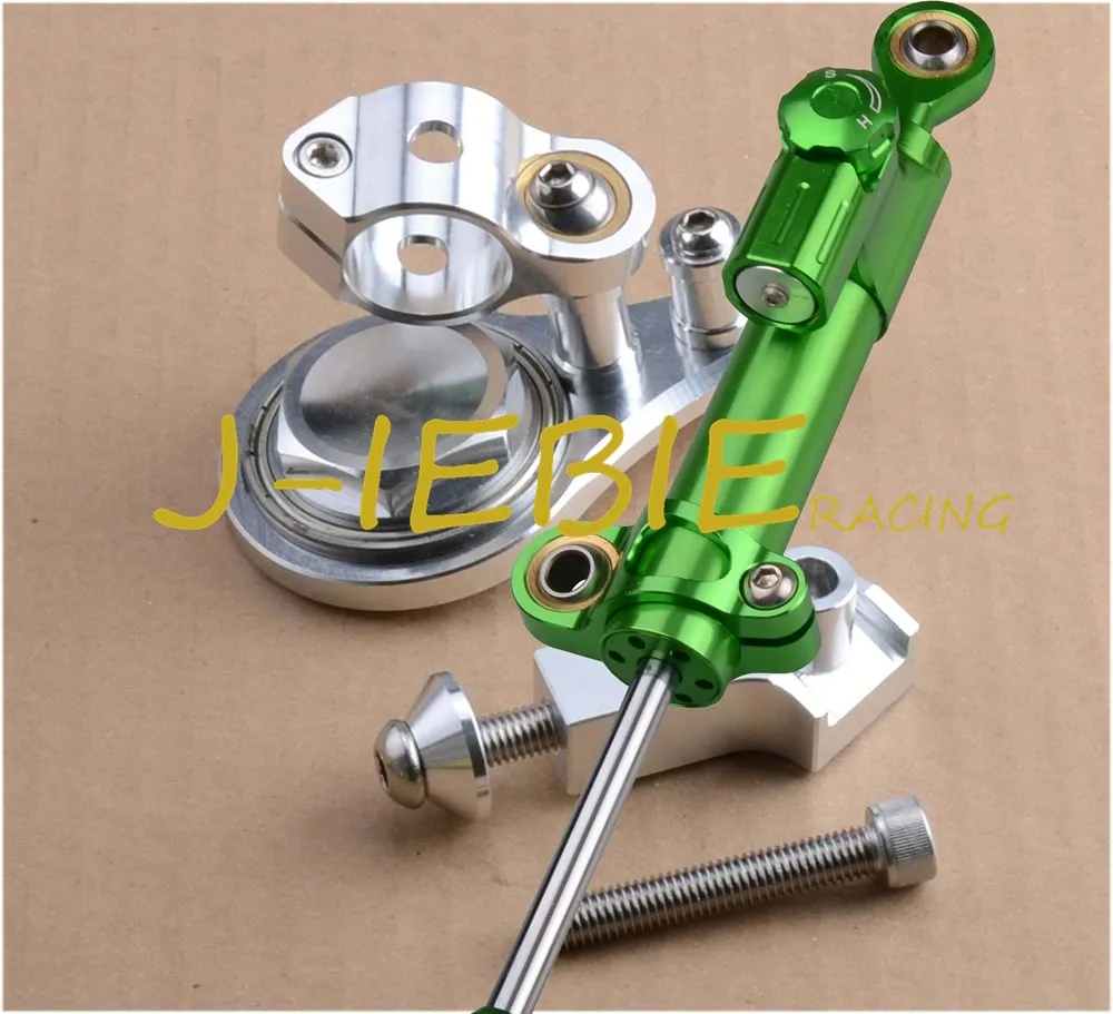 CNC Steering Damper Stabilizer and Silver Bracket Mounting For Kawasaki