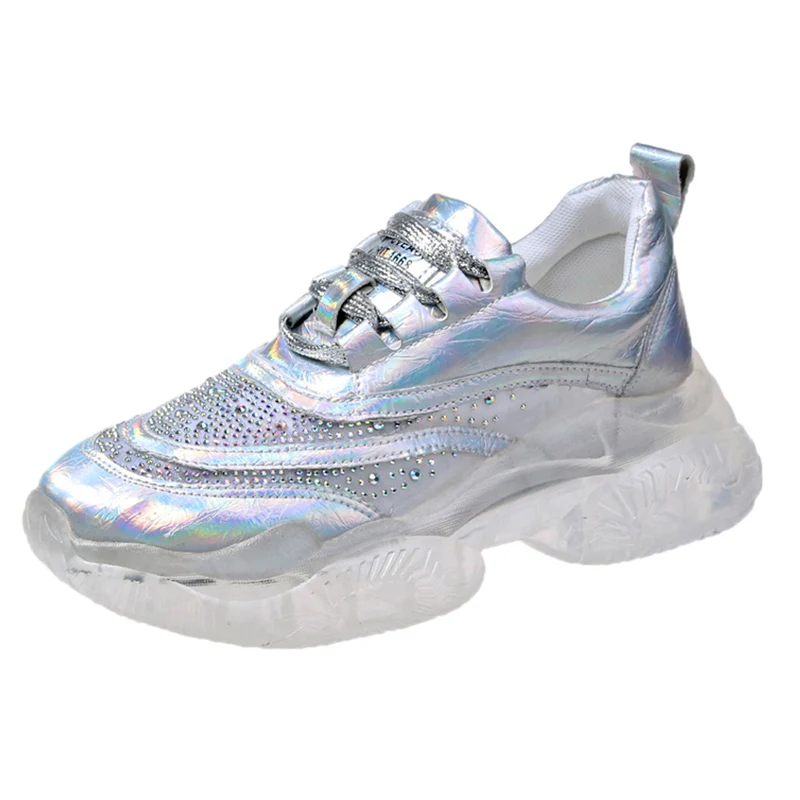 

Glitter Crystal Transparent Sneakers Vulcanize Shoes Chunky Sneakers Women Platform Sneakers Spring Casual Running Women Shoes