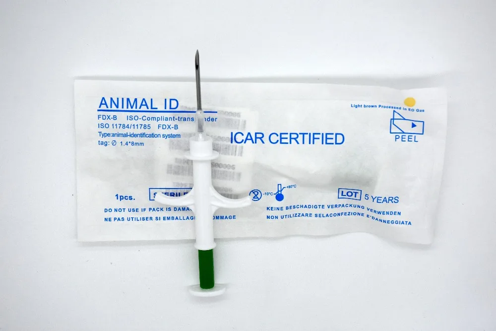 1,4*8 60 шт./лот FDX-B ISO11784/785 RFID Id инжектор ПЭТ стеклянная бирка микрочип шприц для животных чип Свинья Корова Крупный рогатый скот лошадь собака