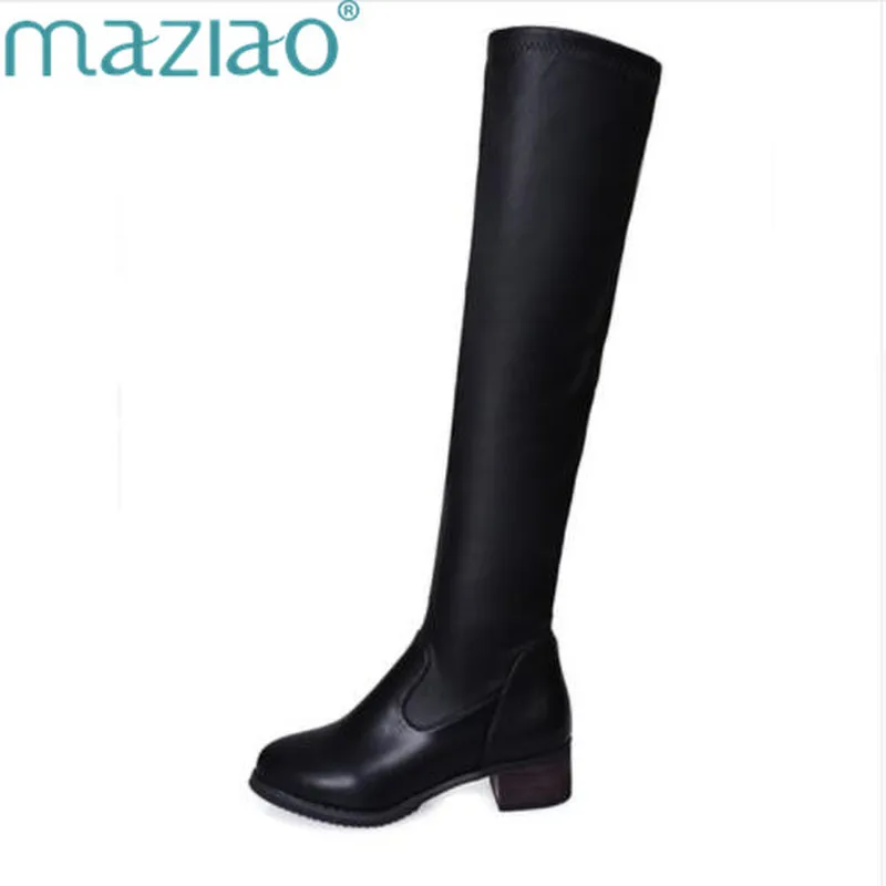 

MAZIAOPlus Size34-44 Hot Winter Autumn Women Long Boots Fashion Casual Medium Heels Knee High Boots Sexy Stretch Ladies's Shoes