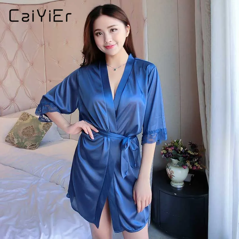 

Caiyier 2018 Sexy Nightgowns For Women Summer Casual V-neck Lace Robe Nightwear Spring Summer Black Sleep Lace Nightgowns XD6