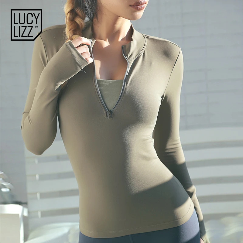 Женская Спортивная футболка Lucylizz с длинным рукавом для занятий йогой фитнесом и