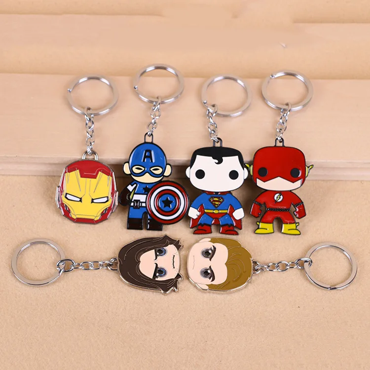 

2019 Marvel Comics Deadpool Batman PVC Key Chain iron Man Captain America Funny Cute Pendant Key Chain Gift for Children
