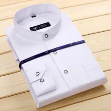 Мужская рубашка новая популярная модная мужская рубашка со стоячим воротником мужская рубашка с длинным рукавом Однотонная однобортная деловая Повседневная официальная рубашка