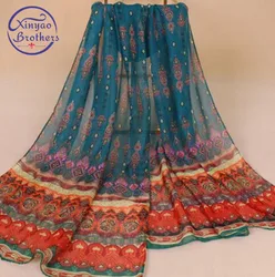2018 New Arrival India Bohemian Beach Flowers Printed Chiffon Scarf Long Scarves For Women Wrap Shawl Stole 50x150cm